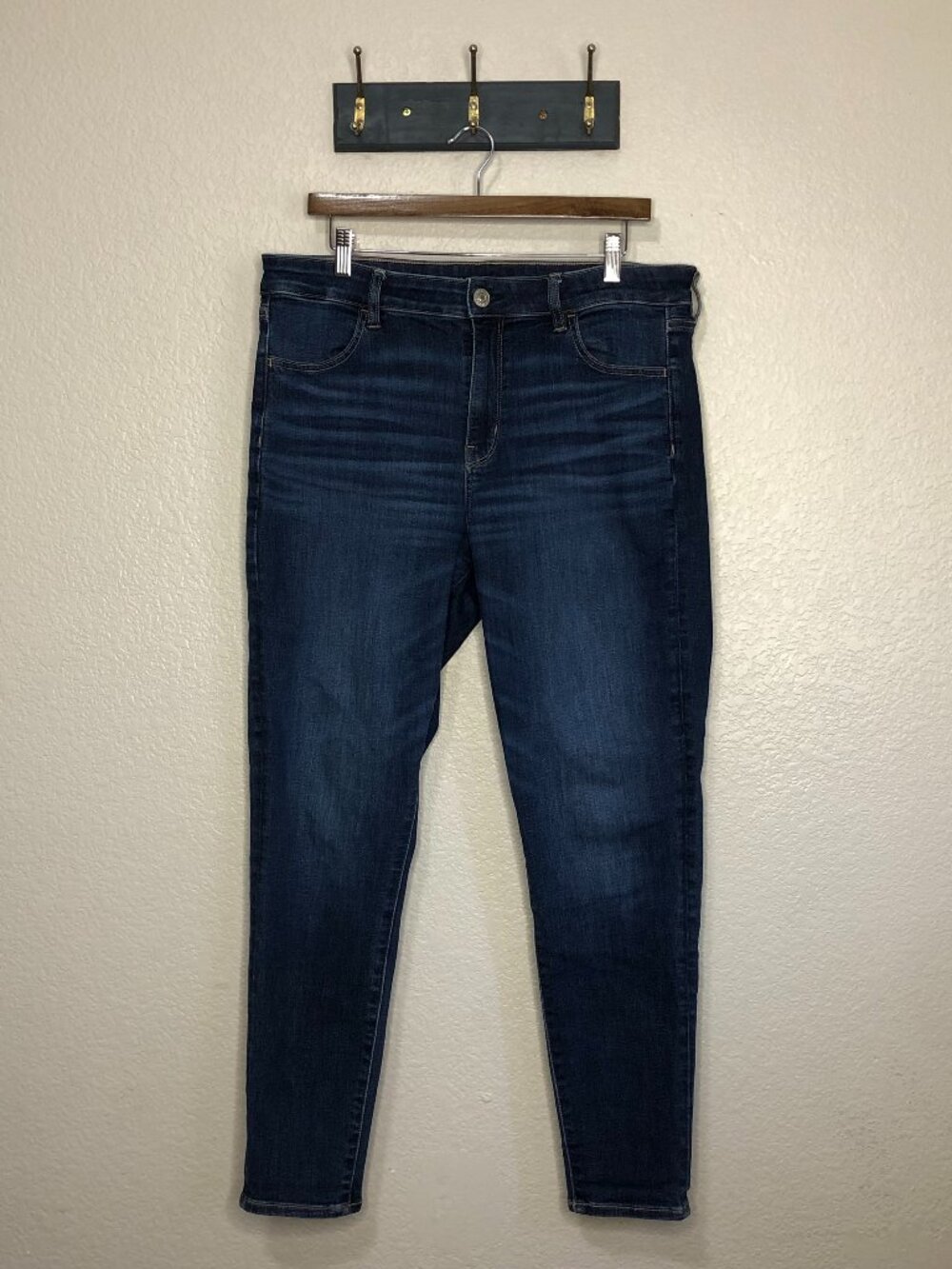 American Eagle Hi-Rise Jegging Dark Wash Jeans Women's 16 Casual Stretch Skinny